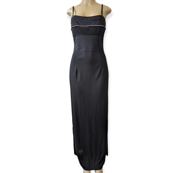 Vintage 90s Black Cut-out Jeweled Formal Gown - Picture 5 of 16